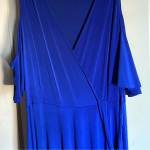 Cold-shoulder bright blue dress